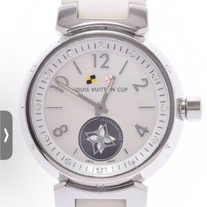 Louis Vuitton White Monogram Vernis Ladies Watch with Silver Accents 12P diamond